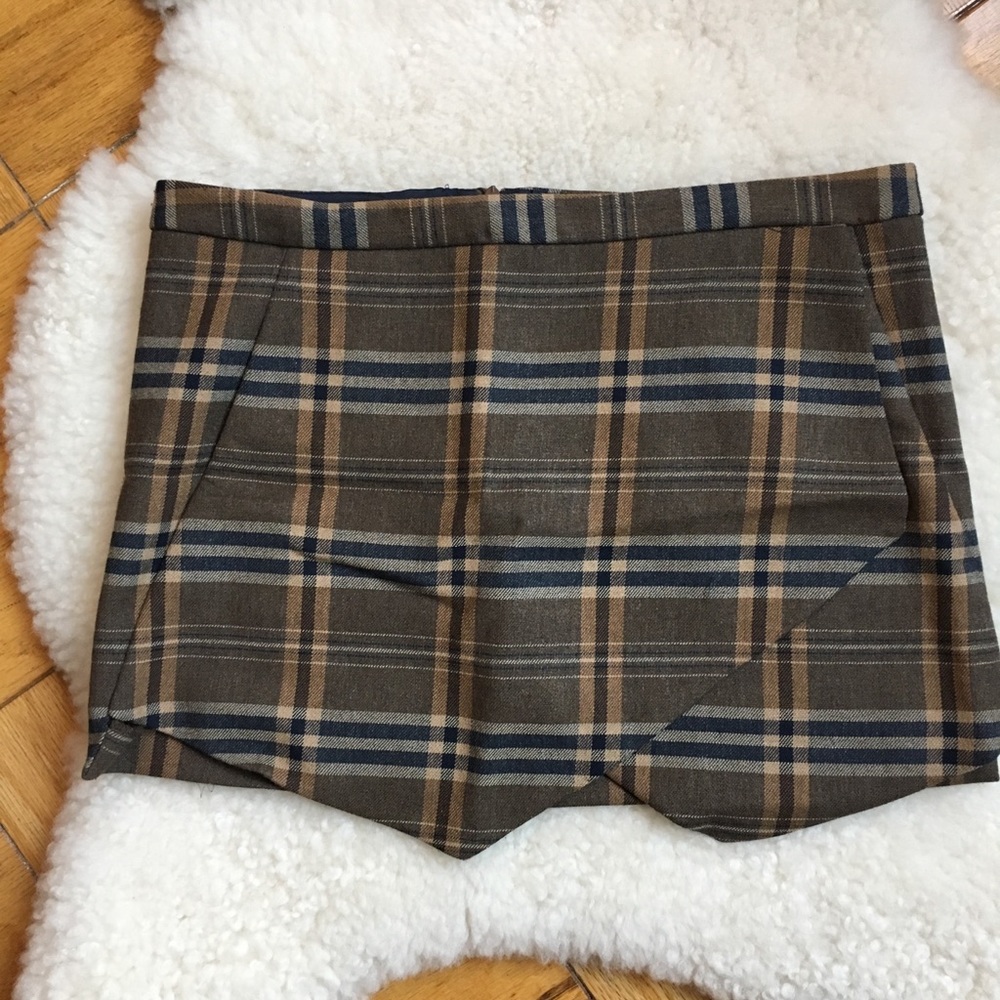 Zara Brown Plaid Skirt